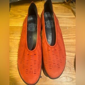 Loints of Holland Red Nubuck Leather Slip-On Comfort Shoes EU 39